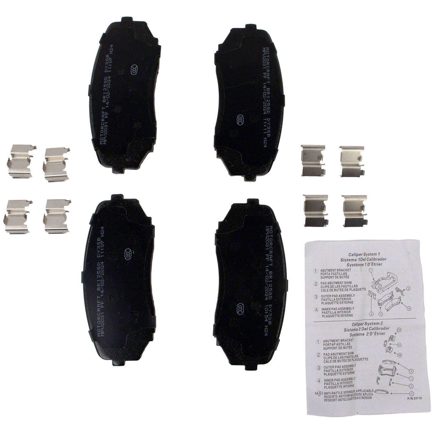 Disc Brake Pad Set Kit Lining - Front - BR1258D
