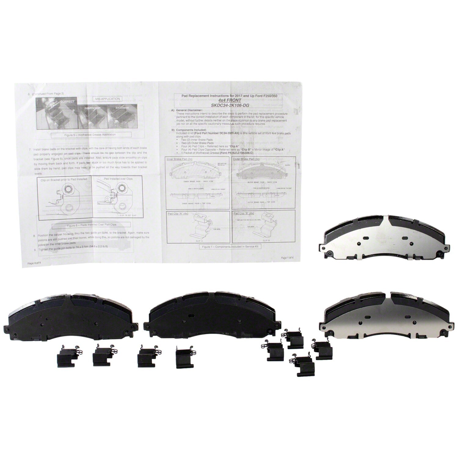 Disc Brake Pad Set Kit Lining - Front - BRF1957